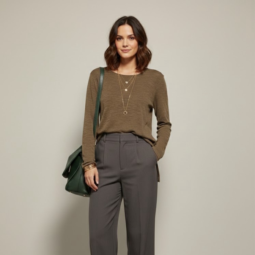Jigsaw Cotton Linen Blend Long Sleeve Top | Size Small